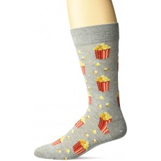 HotSox Mens Popcorn Socks, Grey Heather, 1 Pair, Mens Shoe Size 6-12.5