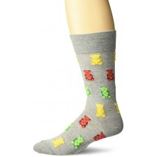 HotSox Mens Gummy Bears Socks, Grey Heather, 1 Pair, Mens Shoe Size 6-12.5