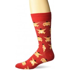 HotSox Mens Sumo Wrestlers Socks, Red, 1 Pair, Mens Shoe Size 6-12.5