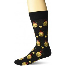 HotSox Mens Pineapple Drink Socks, Black, 1 Pair, Mens Shoe Size 6-12.5