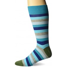HotSox Mens Large Fun Stripe Socks, Turquoise, 1 Pair, Mens Shoe Size 6-12.5