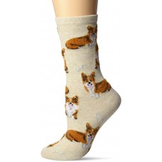 HOTSOX Womens Crew Socks Corgi 1 Pair, Natural Melange, Womens 4-10 Shoe