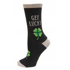 HOTSOX Womens Crew Socks Get Lucky 1 Pair, Black, Womens 4-10 Shoe