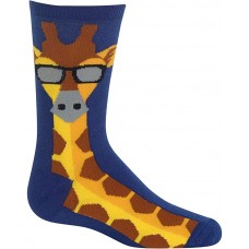 HOTSOX Kids Crew Socks GIRAFFE 1 Pair, Blue, Small/Medium