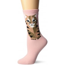 HOTSOX Womens Crew Socks Cat 1 Pair, Pale Red, Womens 4-10 Shoe