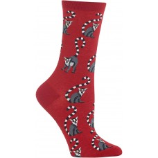 HOTSOX Womens Crew Socks Lemur 1 Pair, Red, Womens 4-10 Shoe