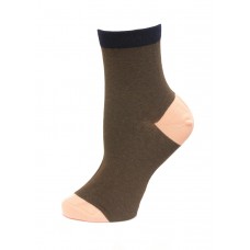 HOTSOX Womens Crew Socks Contrast Cuff 1 Pair, Brown, Womens 4-10 Shoe