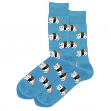 HotSox Sushi Cat Socks, Teal , 1 Pair, Men Shoe 6-12.5