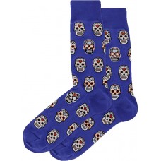 HotSox Sugar Skulls Socks, Blue, 1 Pair, Men Shoe 6-12.5