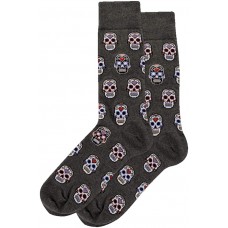 HotSox Sugar Skulls Socks, Charcoal Heather, 1 Pair, Men Shoe 6-12.5