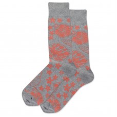 HotSox Tropical Floral Socks, Grey Heather, 1 Pair, Men Shoe 6-12.5