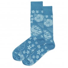 HotSox Tropical Floral Socks, Teal , 1 Pair, Men Shoe 6-12.5