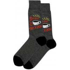 HotSox Rise And Grind Socks, Charcoal Heather, 1 Pair, Men Shoe 6-12.5