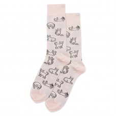 HotSox Outline Cat Socks, Blush, 1 Pair, Men Shoe 6-12.5