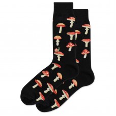 HotSox Mushrooms Socks, Black, 1 Pair, Men Shoe 6-12.5