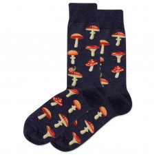 HotSox Mushrooms Socks, Denim Heather, 1 Pair, Men Shoe 6-12.5