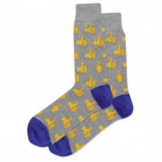 HotSox Thumbs Up Socks, Grey Heather, 1 Pair, Men Shoe 6-12.5