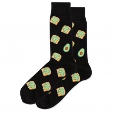 HotSox Avocado Toast Socks, Black, 1 Pair, Men Shoe 6-12.5