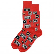 HotSox Retro Music Socks, Red, 1 Pair, Men Shoe 6-12.5