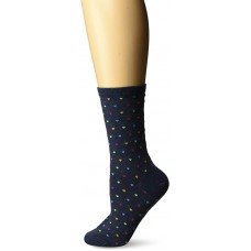 HotSox Womens Pindot Heart Repeat Socks, Denim Heather, 1 Pair, Womens Shoe 4-10