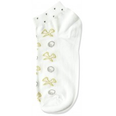 K. Bell First Cut Footie w/Rhinestone Cuff Socks, White, Sock Size 9-11/Shoe Size 4-10, 1 Pair