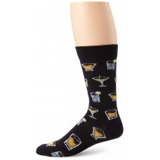 K. Bell Men's Cocktails Crew Socks, Black, Sock Size 10-13/Shoe Size 6.5-12, 1 Pair