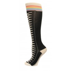 K. Bell High Top Sneaker Knee High Socks, Black, Sock Size 9-11/Shoe Size 4-10, 1 Pair