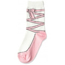 K. Bell Girl's Ballet Slipper Crew Socks, Rose Shadow, Sock Size 7.5-9/Shoe Size 11-4, 1 Pair