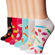 K. Bell Junk Food No Show Socks, Multi Bright, Sock Size 9-11/Shoe Size 4-10, 6 Pair