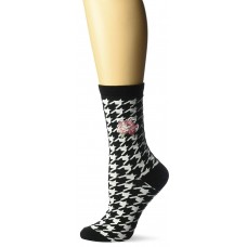 K. Bell Embroidered Rose Crew Socks, Black, Sock Size 9-11/Shoe Size 4-10, 1 Pair