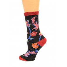 K. Bell Abstract Floral Crew Socks, Black, Sock Size 9-11/Shoe Size 4-10, 1 Pair