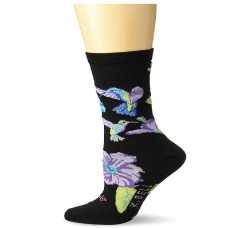K. Bell Hummingbirds Crew Socks, Black, Sock Size 9-11/Shoe Size 4-10, 1 Pair