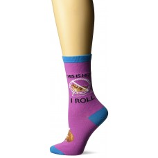K. Bell Hamster Wheel Crew Socks, Purple, Sock Size 9-11/Shoe Size 4-10, 1 Pair