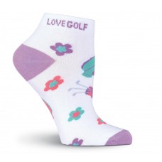 K. Bell I Love Golf No Show Socks, White, Sock Size 9-11/Shoe Size 4-10, 1 Pair