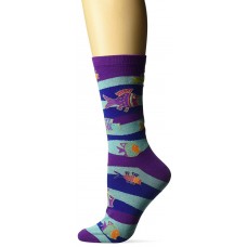 K. Bell Laurel Burch Fish & Waves Crew Socks, Purple, Sock Size 9-11/Shoe Size 4-10, 1 Pair