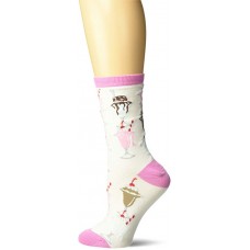 K. Bell Ice Cream Sundae Crew Socks 1 Pair, White, Womens Sock Size 9-11/Shoe Size 4-10
