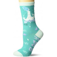 K. Bell Aquarius Crew Socks 1 Pair, Turquoise, Womens Sock Size 9-11/Shoe Size 4-10