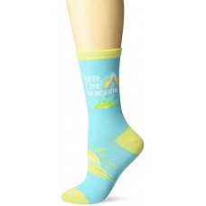 K. Bell Beer Lime Sunshine Crew Socks 1 Pair, Turquoise, Womens Sock Size 9-11/Shoe Size 4-10