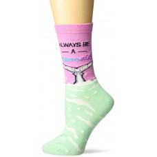 K. Bell Always Be A Mermaid Crew Socks 1 Pair, Pink, Womens Sock Size 9-11/Shoe Size 4-10