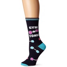 K. Bell Gym N Tonic Crew Socks 1 Pair, Navy, Womens Sock Size 9-11/Shoe Size 4-10
