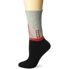 K. Bell Golden Gate Bridge Crew - American Made Socks 1 Pair, Black, Womens Sock Size 9-11/Shoe Size 4-10