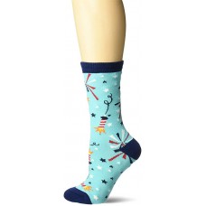 K. Bell Fireworks Crew - American Made Socks 1 Pair, Blue, Womens Sock Size 9-11/Shoe Size 4-10