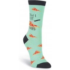 K. Bell How I Cut Carbs Crew, Turquoise, Womens Sock Size 9-11/Shoe Size 4-10, 1 Pair