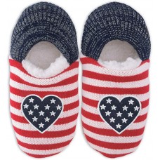 K. Bell Americana Heart Slippers, Navy, Womens Shoe Size 5-8.5, 1 Pair