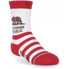 K. Bell Kid's CA Republic - American Made, White, Kids Sock Size 7-8.5/Shoe Size 11-4, 1 Pair