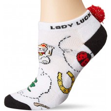 K. Bell Lady Luck No Show Socks 1 Pair, White, Women's  Size Shoe 9-11