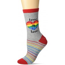 K. Bell Love is Love Crew Socks 1 Pair, Gray Heather, Women's  Size Shoe 9-11