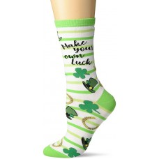 K. Bell Make Luck Crew Socks 1 Pair, White, Women's  Size Shoe 9-11