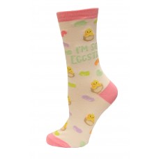 K. Bell Jelly Bean Chick Crew Socks 1 Pair, White, Women's  Size Shoe 9-11
