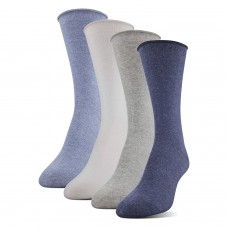 Medipeds Aloe Infused Roll Top Crew Socks 4 Pair, Denim, W7-10